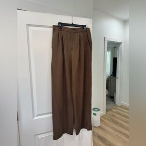 Reformation Brown Wide-Leg Pants